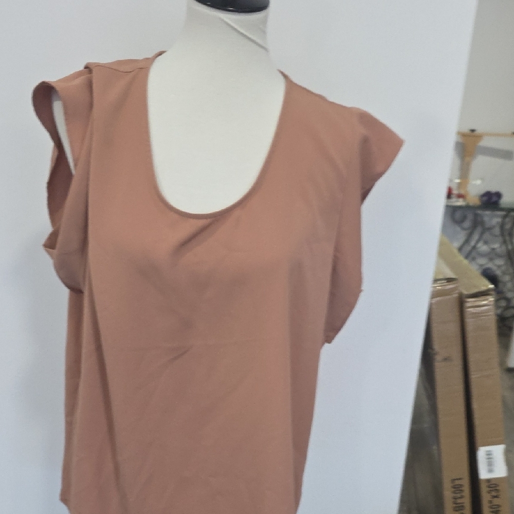 Express XL Women's Sleeveless Blouse - COFFEE